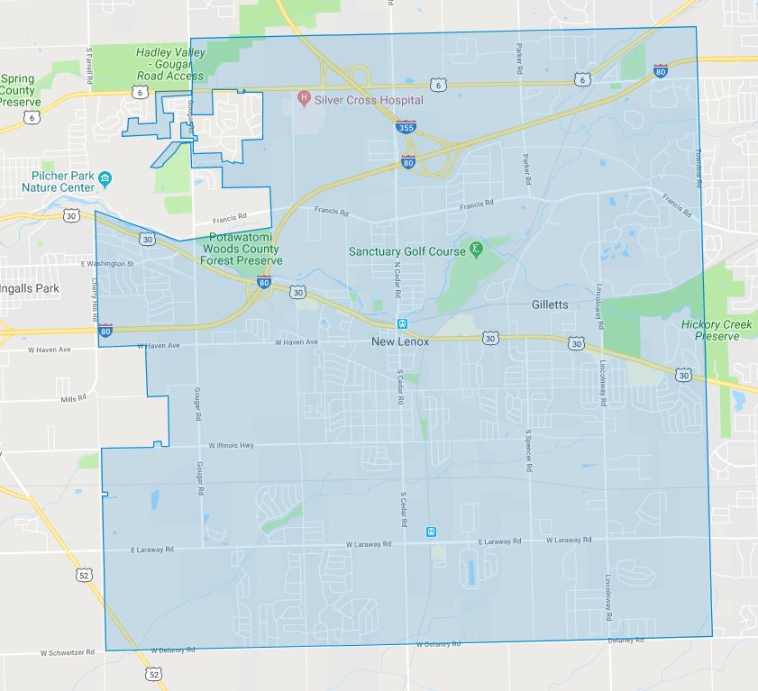Map of the New Lenox Fire Protection District