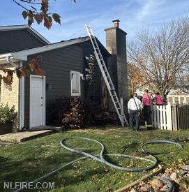 Residential structure fire on Amber Road, New Lenox. Photo taken after fire was extinguished.